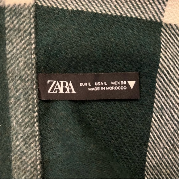 Zara Green & White Plaid Jacket/Overshirt , Sz L , Unisex - Picture 6 of 10